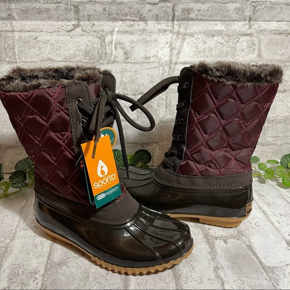 Sporto Shoes - NWT SPORTO Women’s Burgundy Quilted Waterproof Boot Eco System Sz 5 1/2
